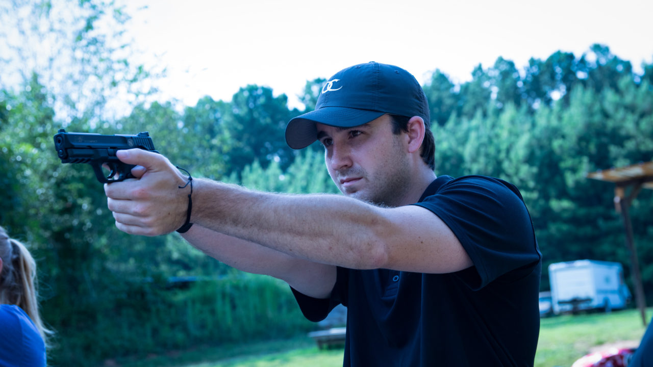 Concealed carry students learning how to shoot better with Triangle Self-Defense Training